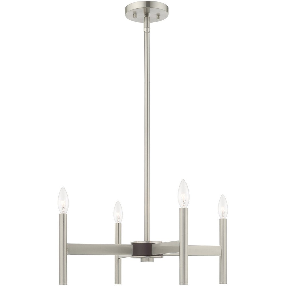 Nickel Four Light Metal Dimmable Chandelier With Shades HomeRoots