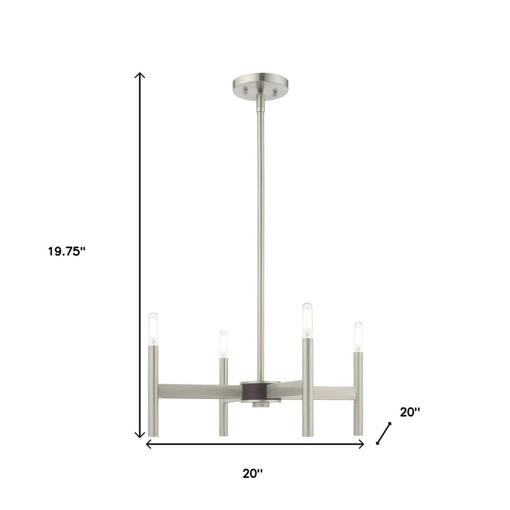 Nickel Four Light Metal Dimmable Chandelier With Shades HomeRoots