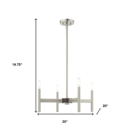 Nickel Four Light Metal Dimmable Chandelier With Shades HomeRoots