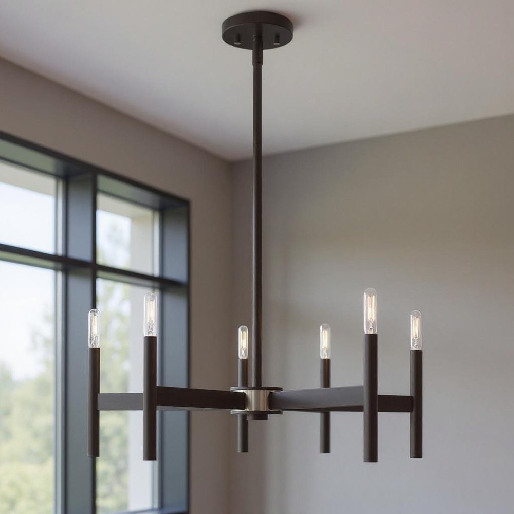 Bronze Five Light Metal Dimmable Chandelier With Shades HomeRoots