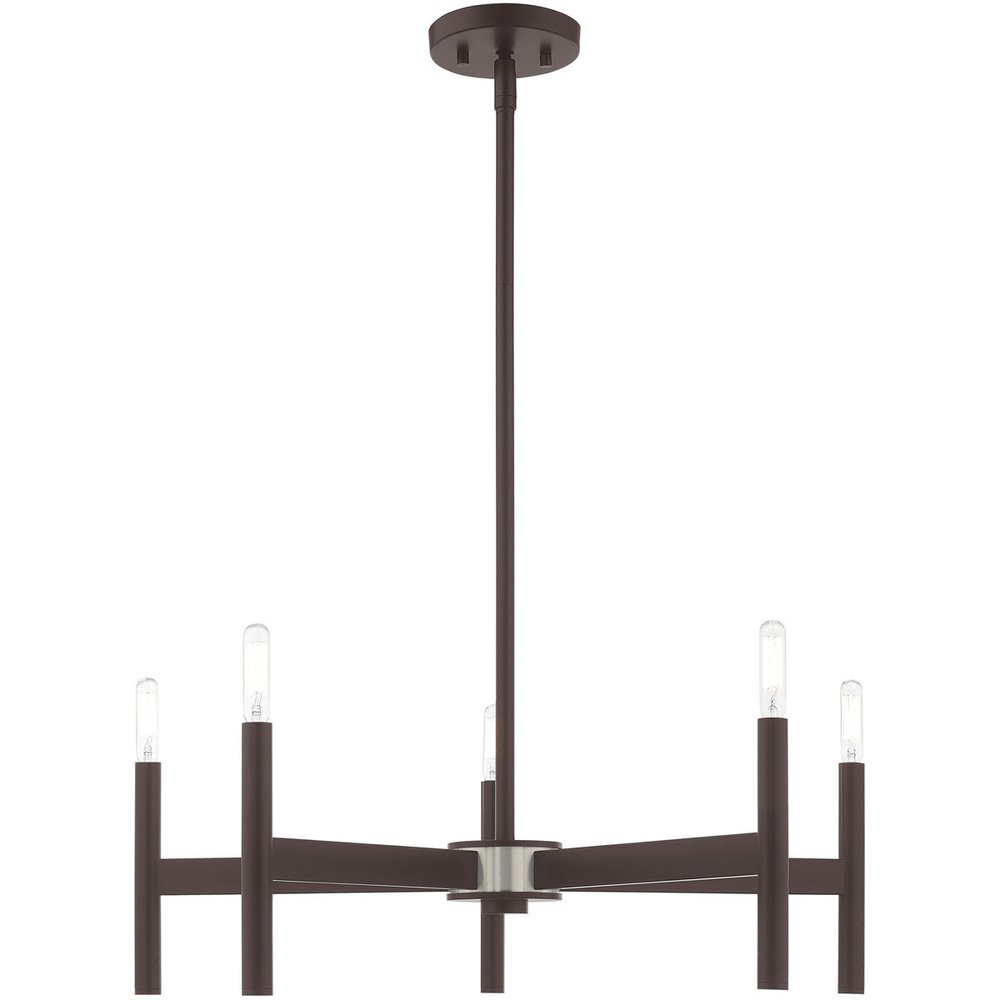 Bronze Five Light Metal Dimmable Chandelier With Shades HomeRoots