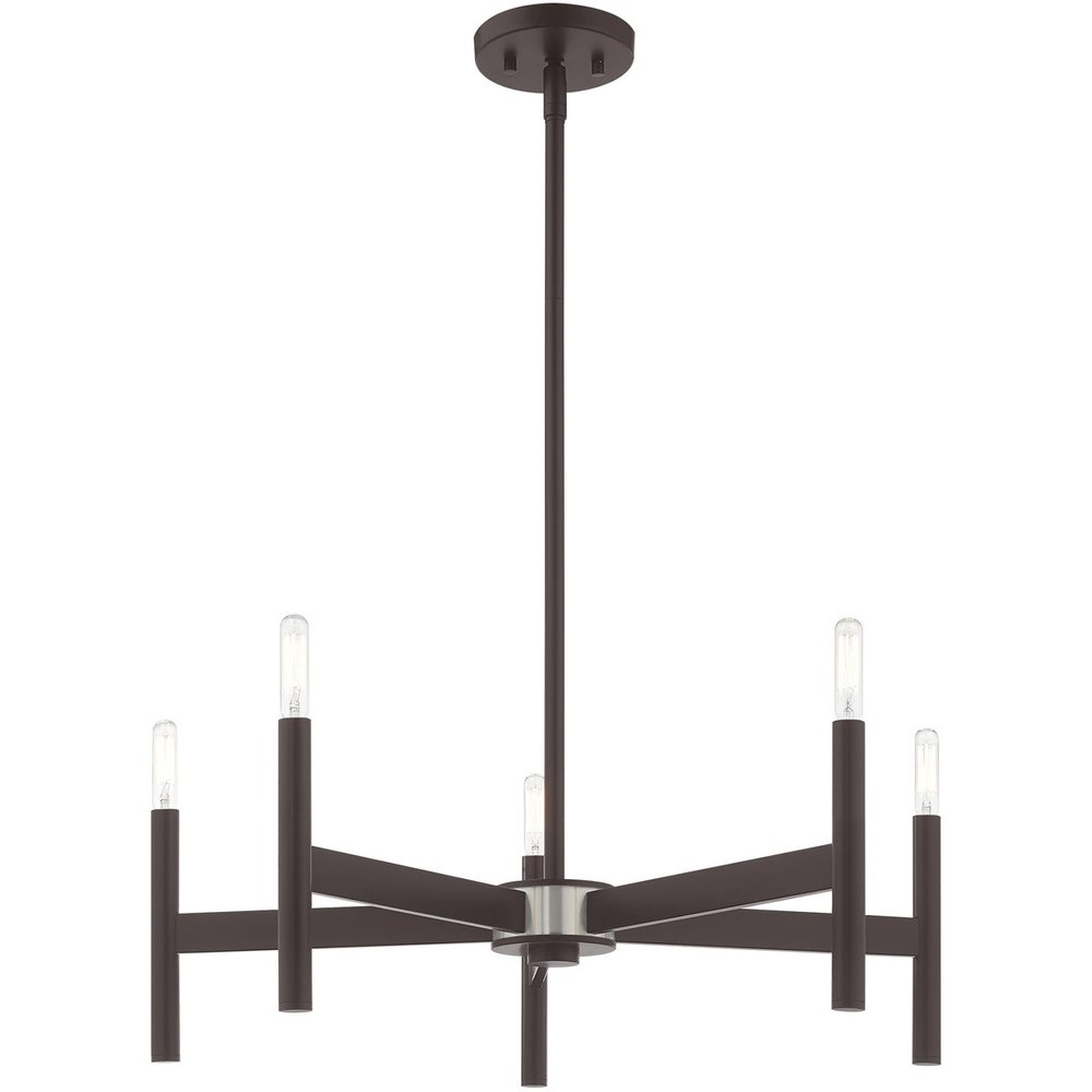 Bronze Five Light Metal Dimmable Chandelier With Shades HomeRoots