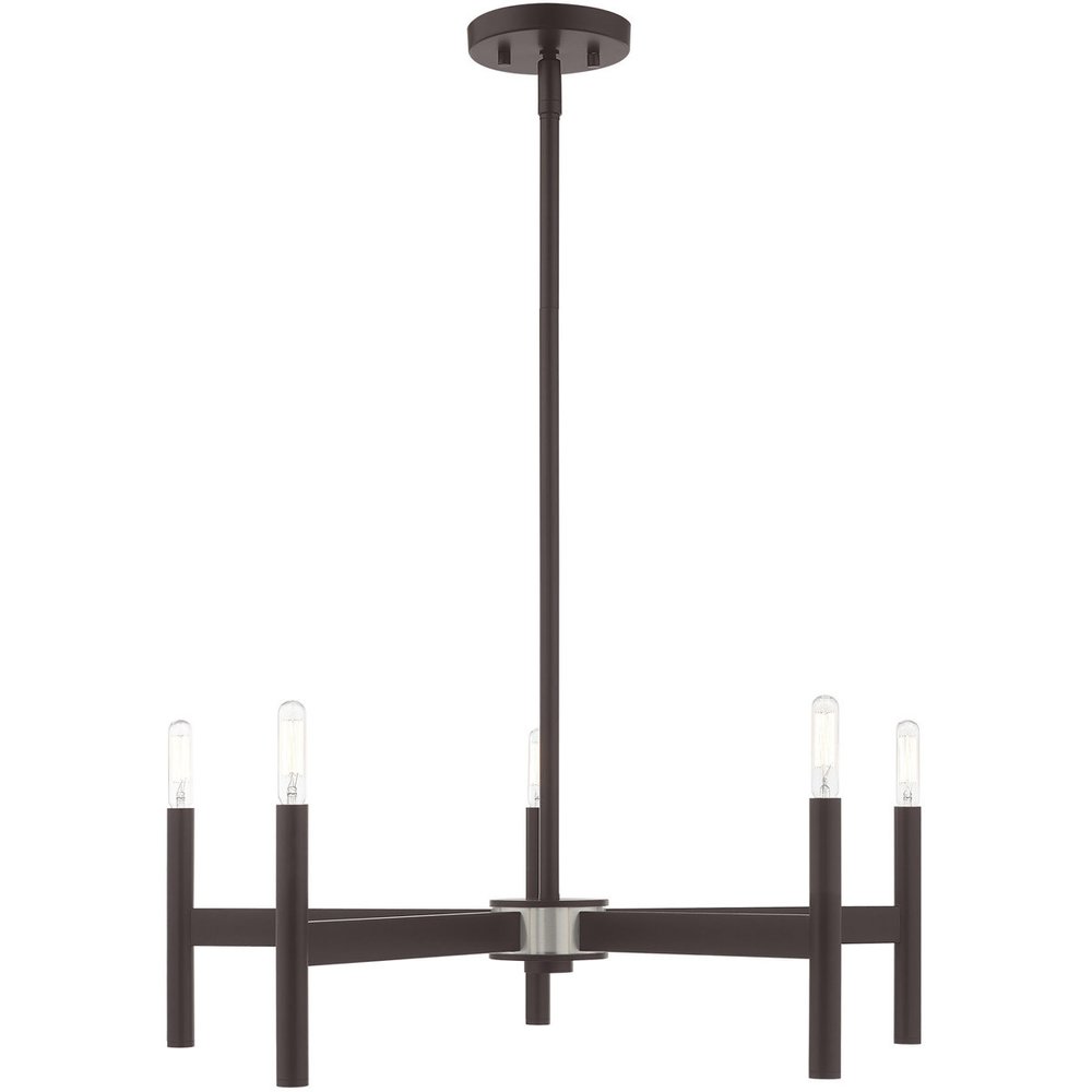 Bronze Five Light Metal Dimmable Chandelier With Shades HomeRoots