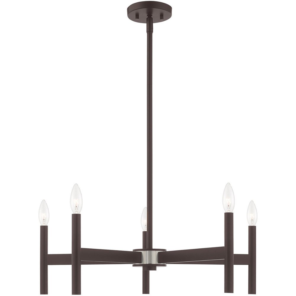 Bronze Five Light Metal Dimmable Chandelier With Shades HomeRoots