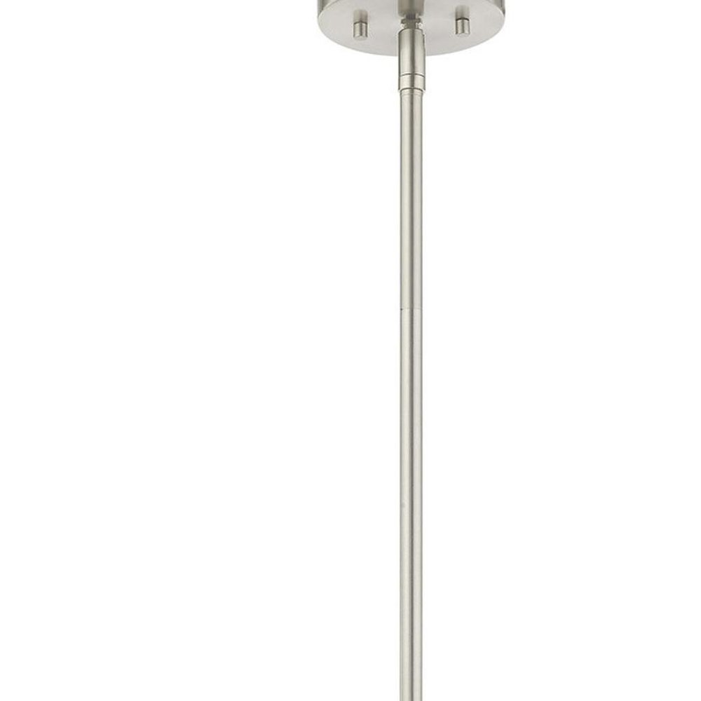 Nickel Five Light Metal Dimmable Chandelier With Shades HomeRoots