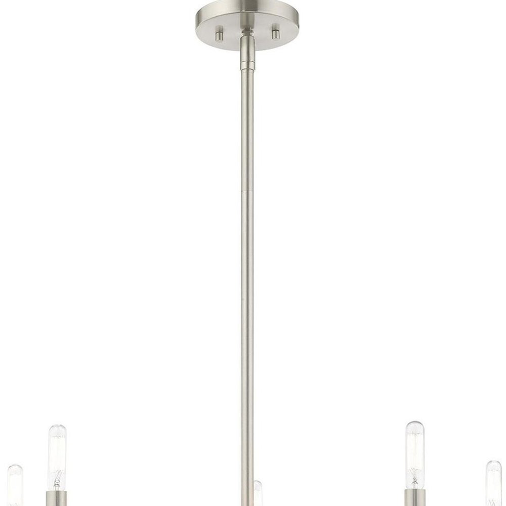 Nickel Five Light Metal Dimmable Chandelier With Shades HomeRoots