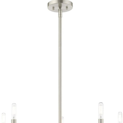 Nickel Five Light Metal Dimmable Chandelier With Shades HomeRoots