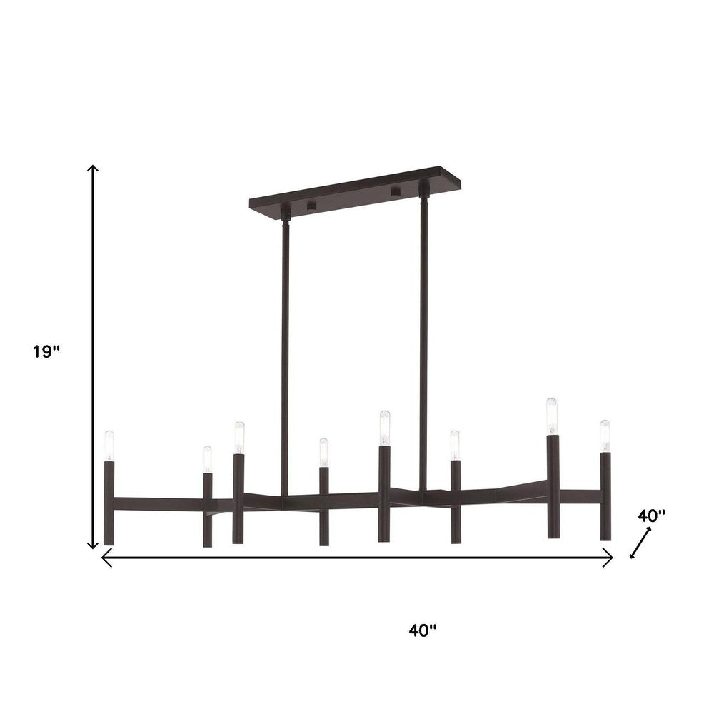 Bronze Eight Light Metal Dimmable Chandelier With Shades