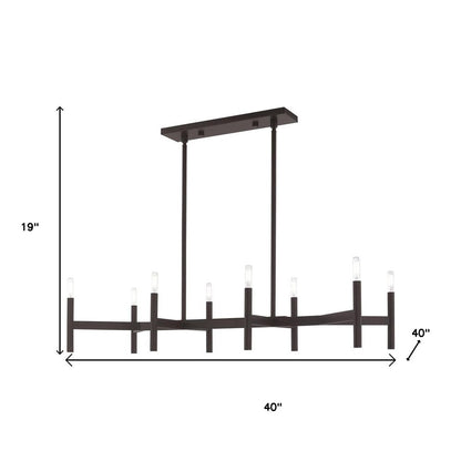 Bronze Eight Light Metal Dimmable Chandelier With Shades