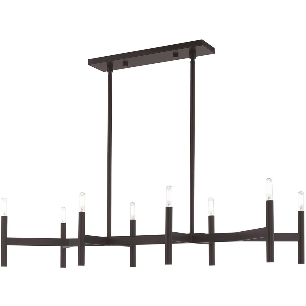Bronze Eight Light Metal Dimmable Chandelier With Shades