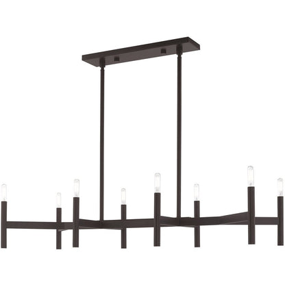 Bronze Eight Light Metal Dimmable Chandelier With Shades