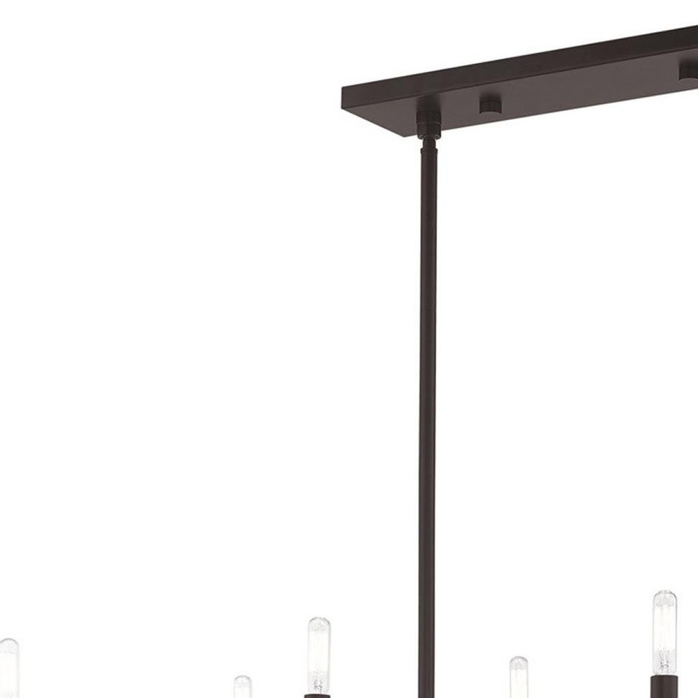 Bronze Eight Light Metal Dimmable Chandelier With Shades