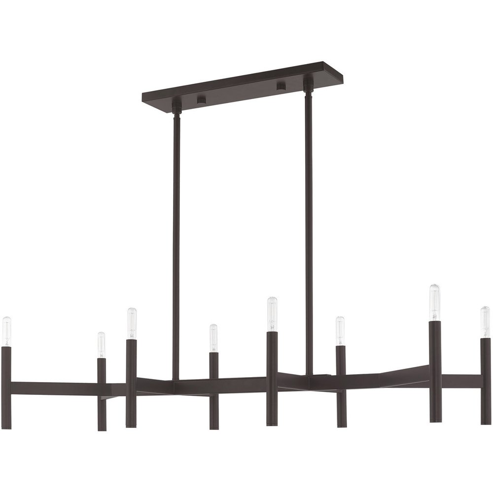 Bronze Eight Light Metal Dimmable Chandelier With Shades