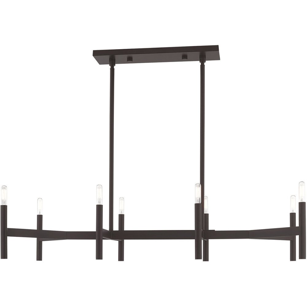 Bronze Eight Light Metal Dimmable Chandelier With Shades