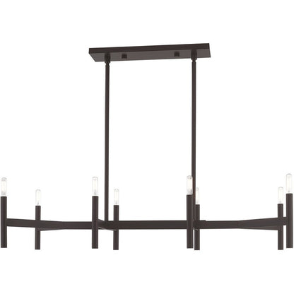 Bronze Eight Light Metal Dimmable Chandelier With Shades