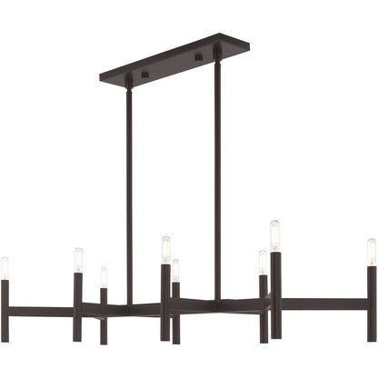Bronze Eight Light Metal Dimmable Chandelier With Shades