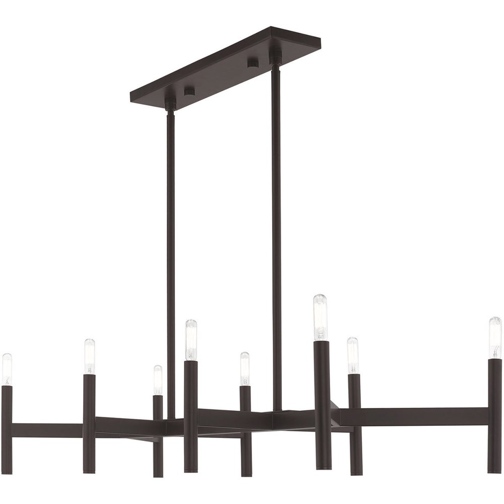 Bronze Eight Light Metal Dimmable Chandelier With Shades