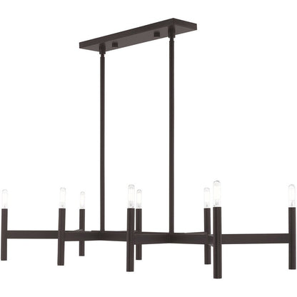 Bronze Eight Light Metal Dimmable Chandelier With Shades