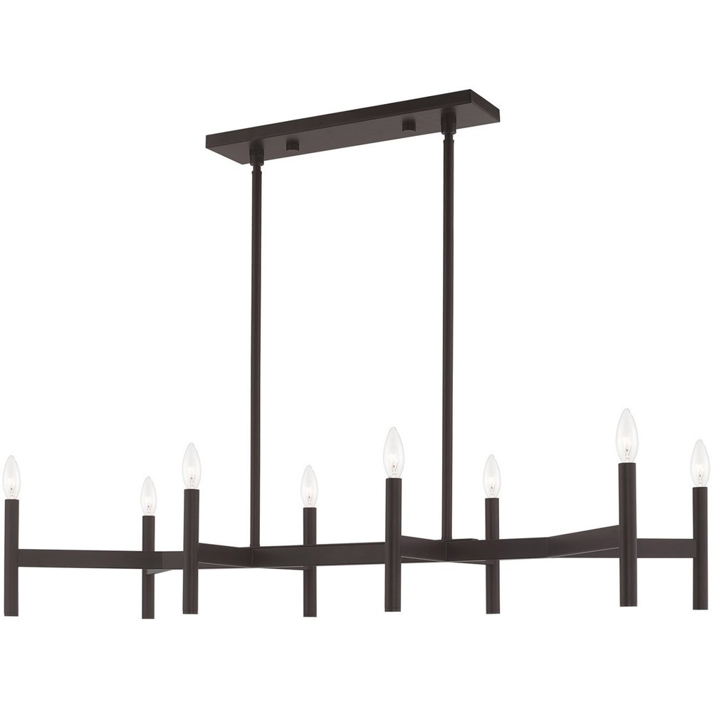 Bronze Eight Light Metal Dimmable Chandelier With Shades