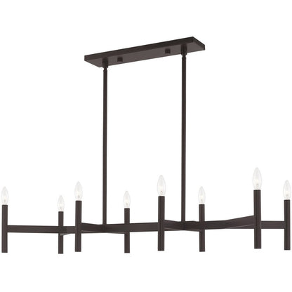 Bronze Eight Light Metal Dimmable Chandelier With Shades