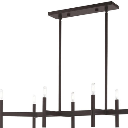 Bronze Eight Light Metal Dimmable Chandelier With Shades