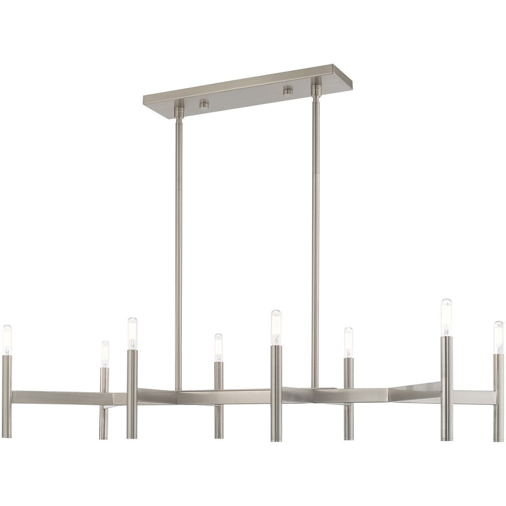 Nickel Eight Light Metal Dimmable Chandelier With Shades