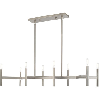 Nickel Eight Light Metal Dimmable Chandelier With Shades