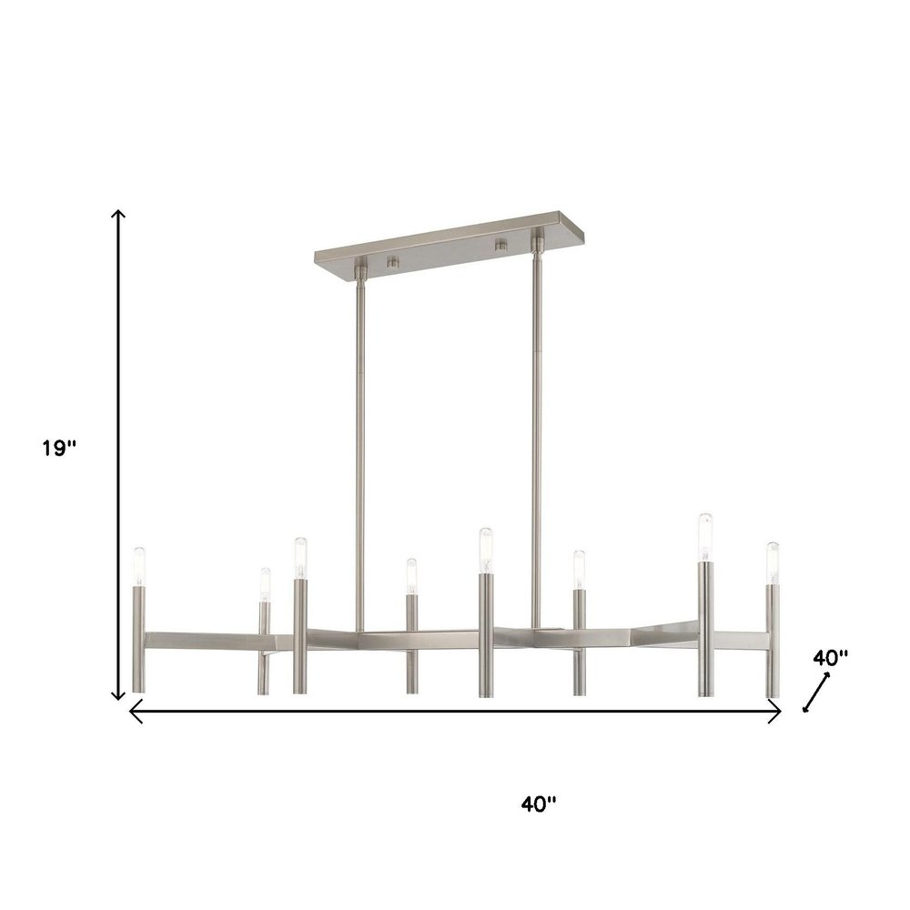 Nickel Eight Light Metal Dimmable Chandelier With Shades