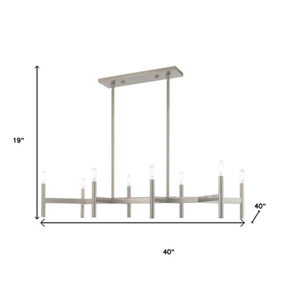 Nickel Eight Light Metal Dimmable Chandelier With Shades