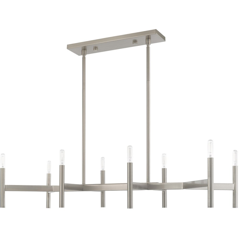 Nickel Eight Light Metal Dimmable Chandelier With Shades