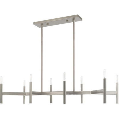 Nickel Eight Light Metal Dimmable Chandelier With Shades
