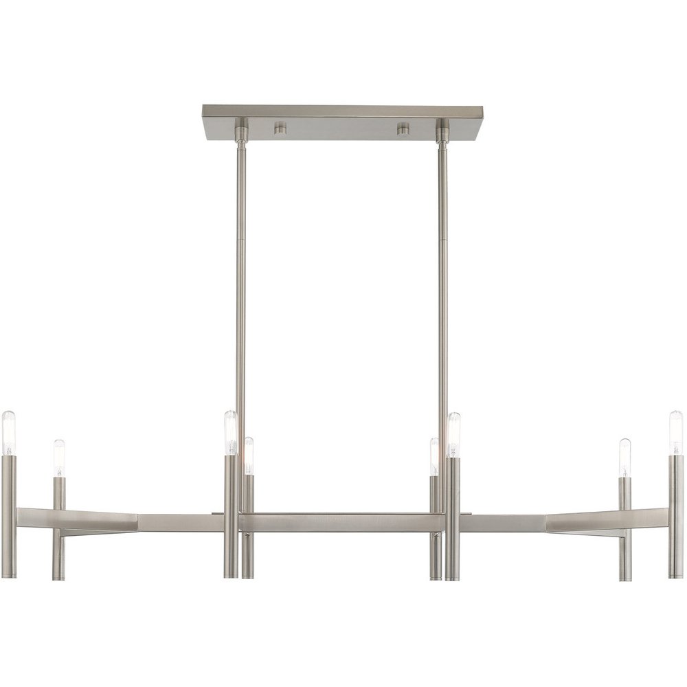 Nickel Eight Light Metal Dimmable Chandelier With Shades