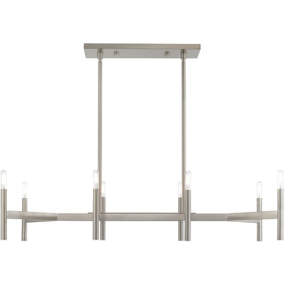 Nickel Eight Light Metal Dimmable Chandelier With Shades