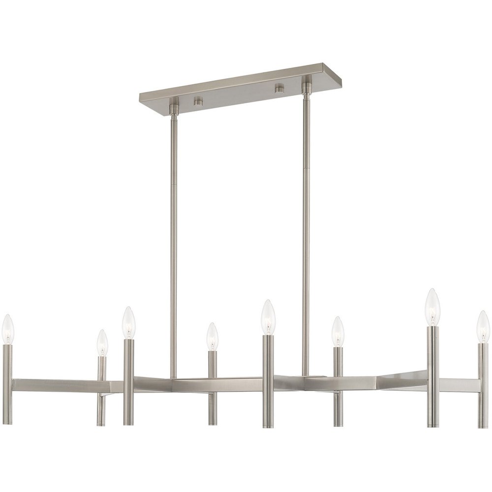 Nickel Eight Light Metal Dimmable Chandelier With Shades