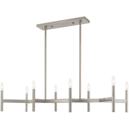 Nickel Eight Light Metal Dimmable Chandelier With Shades