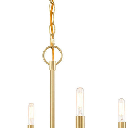 Brass Four Light Metal Dimmable Chandelier With Shades