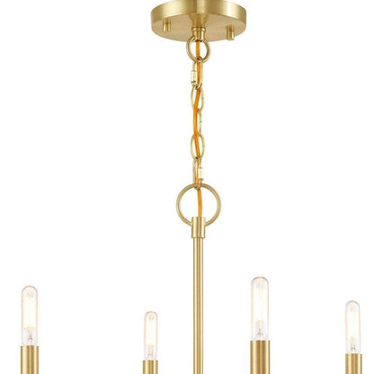 Brass Four Light Metal Dimmable Chandelier With Shades