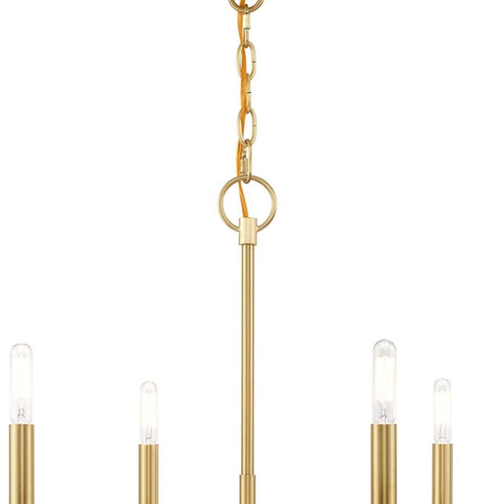 Brass Six Light Metal Dimmable Chandelier With Shades HomeRoots