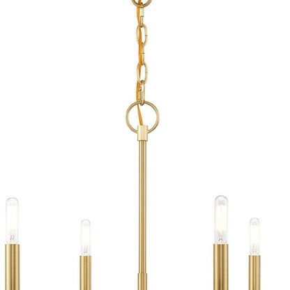 Brass Six Light Metal Dimmable Chandelier With Shades HomeRoots