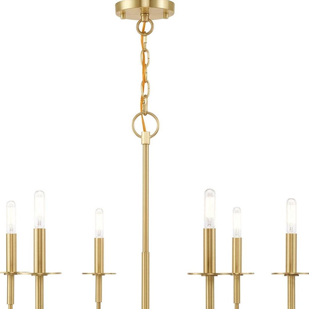 Brass Six Light Metal Dimmable Chandelier With Shades HomeRoots