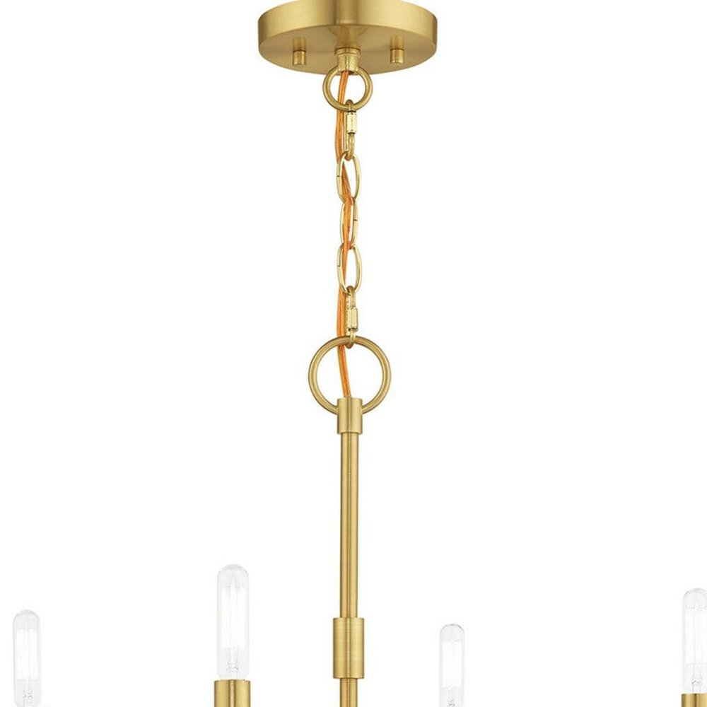 Brass Four Light Metal Dimmable Chandelier With Shades HomeRoots