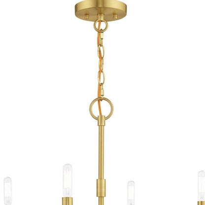 Brass Four Light Metal Dimmable Chandelier With Shades HomeRoots
