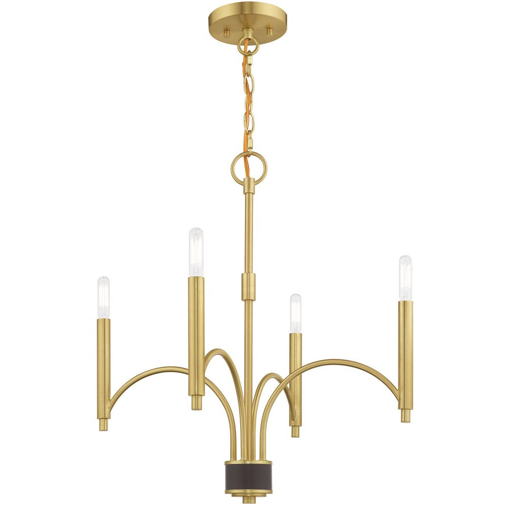Brass Four Light Metal Dimmable Chandelier With Shades HomeRoots