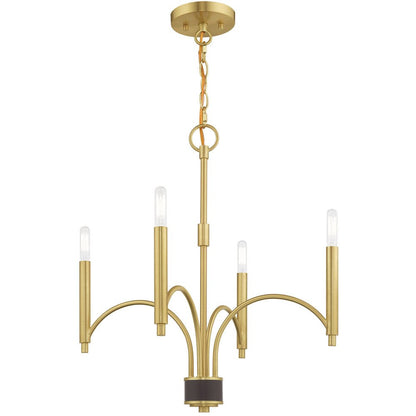 Brass Four Light Metal Dimmable Chandelier With Shades HomeRoots