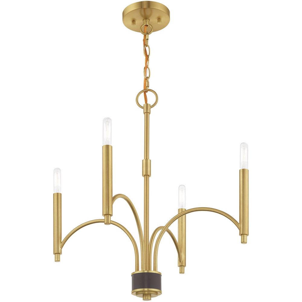 Brass Four Light Metal Dimmable Chandelier With Shades HomeRoots