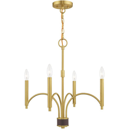 Brass Four Light Metal Dimmable Chandelier With Shades HomeRoots