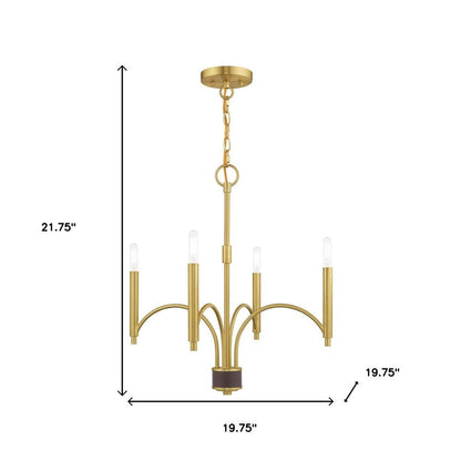 Brass Four Light Metal Dimmable Chandelier With Shades HomeRoots