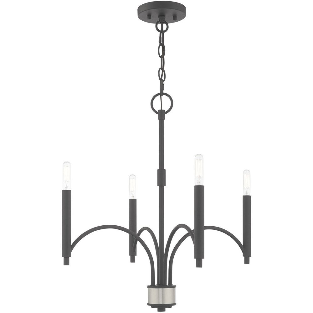 Gray Four Light Metal Dimmable Chandelier With Shades HomeRoots