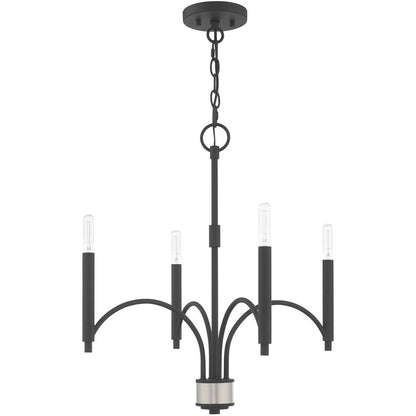 Gray Four Light Metal Dimmable Chandelier With Shades HomeRoots