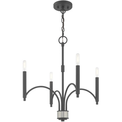 Gray Four Light Metal Dimmable Chandelier With Shades HomeRoots